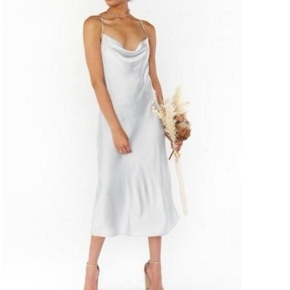 Show Me Your MuMu Dresses & Skirts - Show Me Your Mumu Silver Luxe Satin Verona Cowl Dress Size Small New NWT